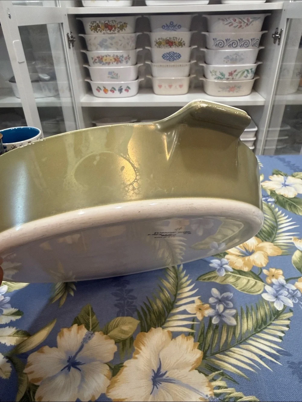Corningware Green and White Baking Dish